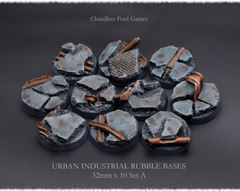 thumbnail interactive-video image 1 of 10x 32mm Resin Bases - Stone Ruins Terrain Style - Round Unpainted Bases For LOTR, Warhammer, Tabletop Miniatures 1 of 6