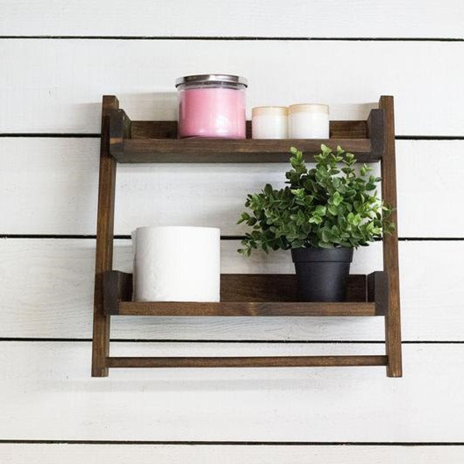 Bathroom Ladder Shelf with Towel Bar Wooden Bathroom Ladder Etsy