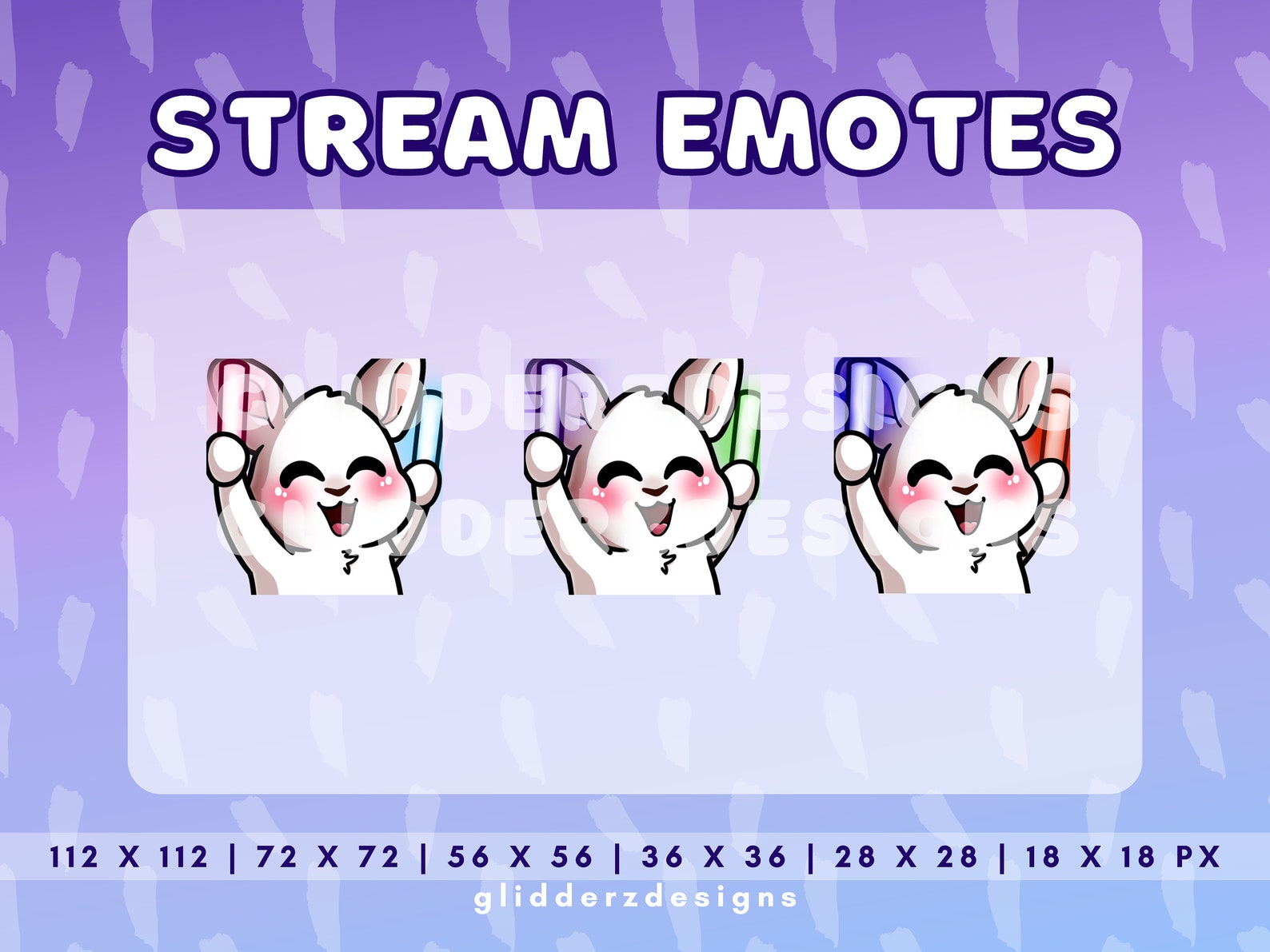 White Bunny Twitch Emotes Jumbo Pack 2 | White Rabbit Emotes | 24 Bunny ...