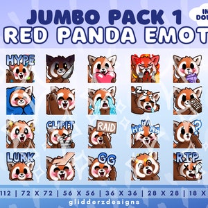 Red Panda Emotes JUMBO Pack 1 | Red Panda Twitch Emotes | Cute Red Panda Discord Emotes | Twitch Red Panda Emote