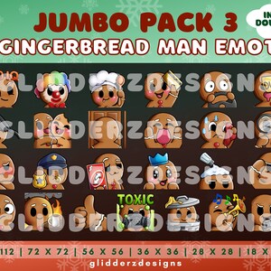 Gingerbread Man Emote Jumbo Pack 3 | Gingerbread Man Twitch Emotes | 25 ...