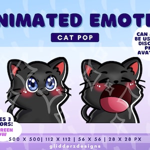 Animated Pop Cat Emote | Twitch Animated Emote Cat Pop | Animated Discord Emote Pop Cat | Black Cat Animated Twitch Emote
