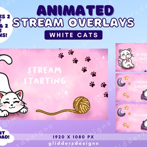 Schwarze Katze Overlay Twitch ANIMIERT | Pink Animiertes Overlay Twitch Katze | Katze Twitch Overlay | Pink Stream Overlay | Schwarzes Katzen-Stream-Overlay