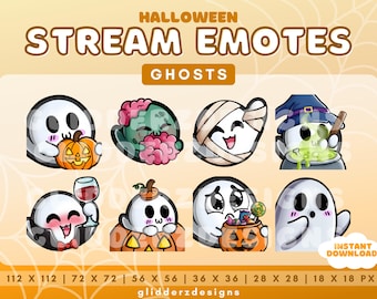 Ghost Halloween Twitch Emote Pack | Halloween Ghost Emotes | 8 Halloween Emotes | Ghost Twitch Emote