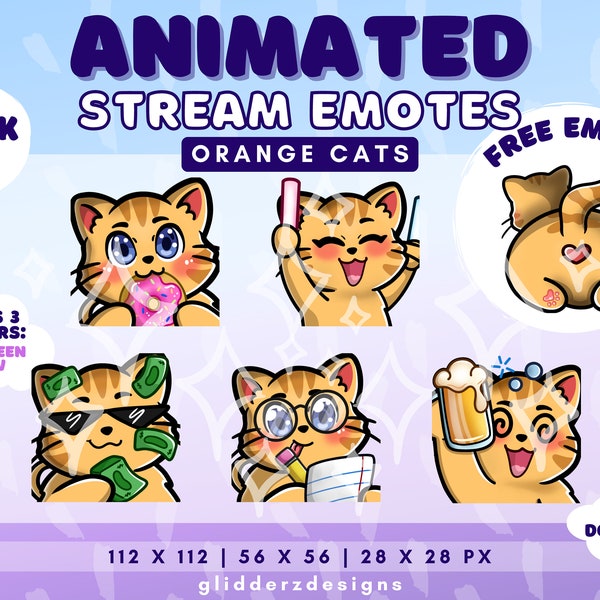 Orange Cat ANIMATED Emotes | Twitch Animated Cat Emotes | Orange Cat Emote Animated | Animated Emote Pack 7 | Animated Discord Cat Emotes