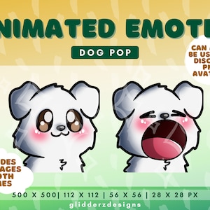 White Dog Pop Emote Animated | Dog Pop Cat Emote | Pop Animated Emote for Twitch, Discord | White Dog Twitch Emote