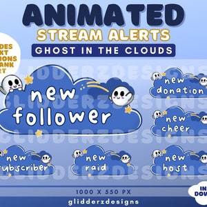 Alertas ANIMADOS do Ghost Twitch | Alertas do Cloud Twitch animados | Alertas animados de fantasmas | Alertas de transmissão animados | Twitch de alertas fantasmas