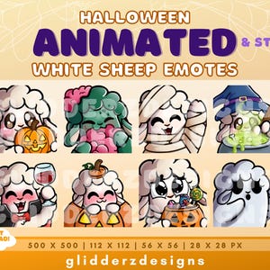 White Sheep Halloween ANIMATED Emotes | 8 Animated AND Static Sheep Halloween Emotes | White Sheep Emotes | Halloween Twitch Emote