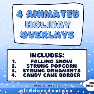 Winter Stream Overlays ANIMATED | Winter Snow Stream Decoration | Animated Christmas Twitch Overlay | 4-Pack Christmas Stream Overlay Twitch