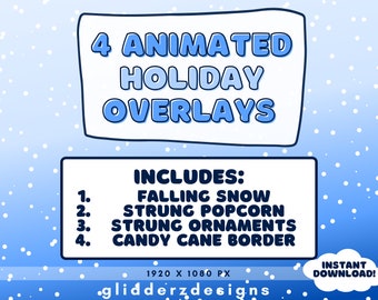 Winter Stream Overlays ANIMATED | Winter Snow Stream Decoration | Animated Christmas Twitch Overlay | 4-Pack Christmas Stream Overlay Twitch