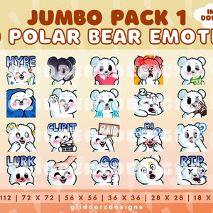 Polar Bear Emotes Twitch JUMBO Pack 1 | 20 Polar Bear Twitch Emotes | Cute Polar Bear Emotes for Discord, Twitch, Youtube | Winter Emotes