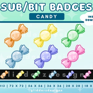 Twitch Candy Badge / Candy Sub Badge / Candy Bit Badge Stream / Food Bit Badge / Candy Shop Stream Badge / Twitch Candy Shop
