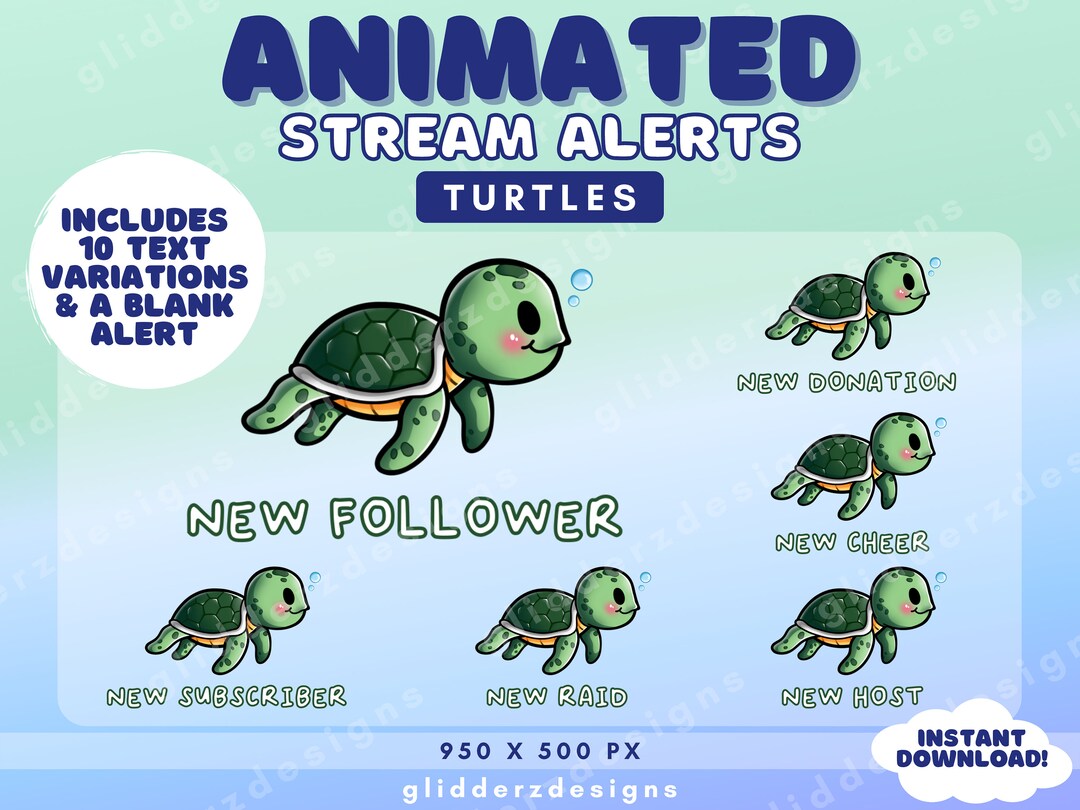 ANIMATED Twitch Alerts | Turtle Twitch Alerts Animated | Turtle ...