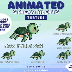 ANIMATED Twitch Alerts | Turtle Twitch Alerts Animated | Turtle Animated Alerts | Animated Stream Alerts | Turtle Alerts Twitch