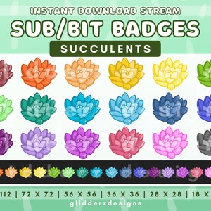 Twitch Badge Plant | Succulent Sub Badge Pack | Rainbow Plant Badges | Cute Succulent Sub/Bit Badges | Twitch Stream Badge Bit Plants