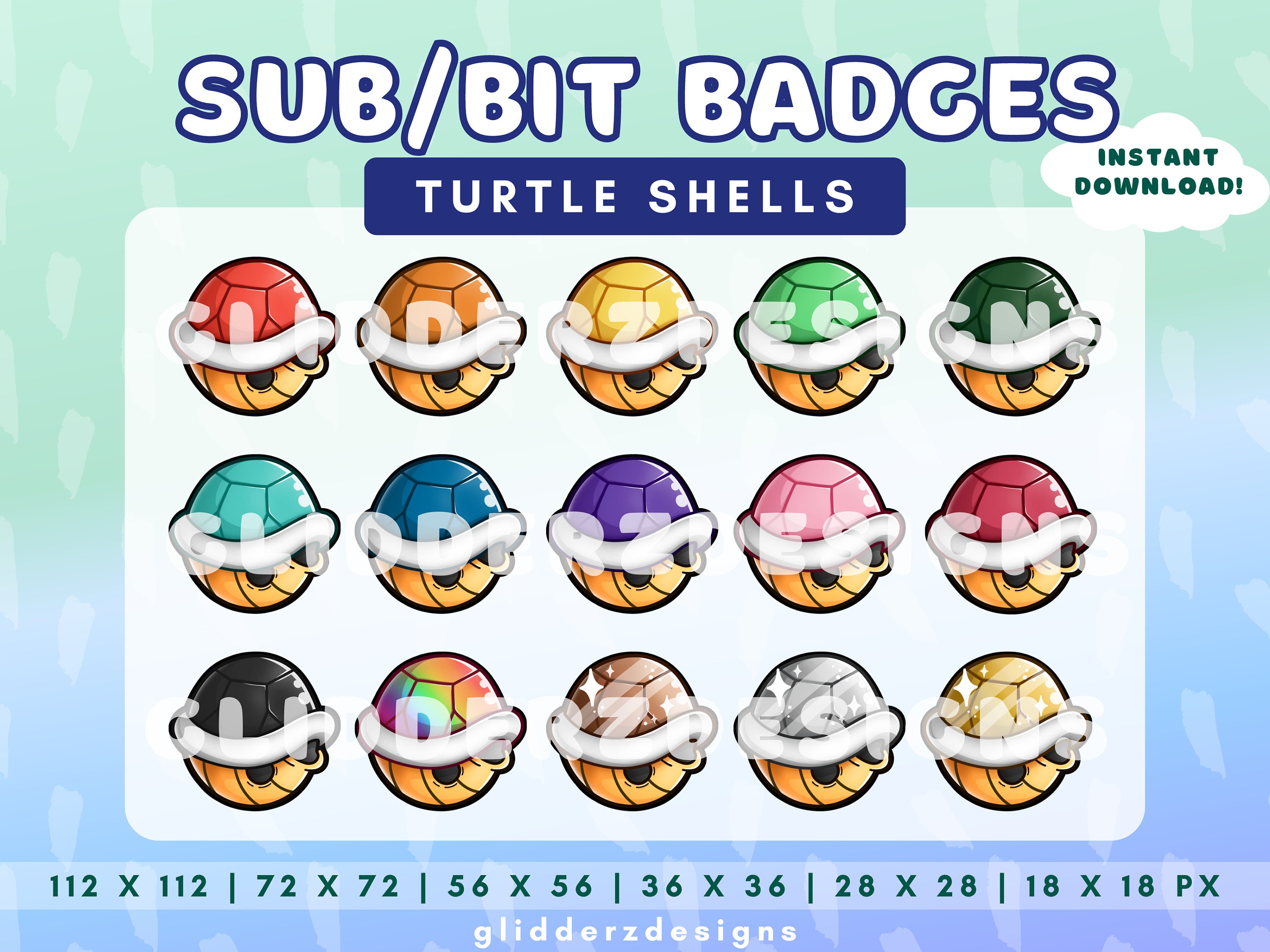 Turtle Shell Sub Badge Twitch | 15 Turtle Twitch Sub Badges | Turtle Shell Twitch Badge | Sea Turtle Badges