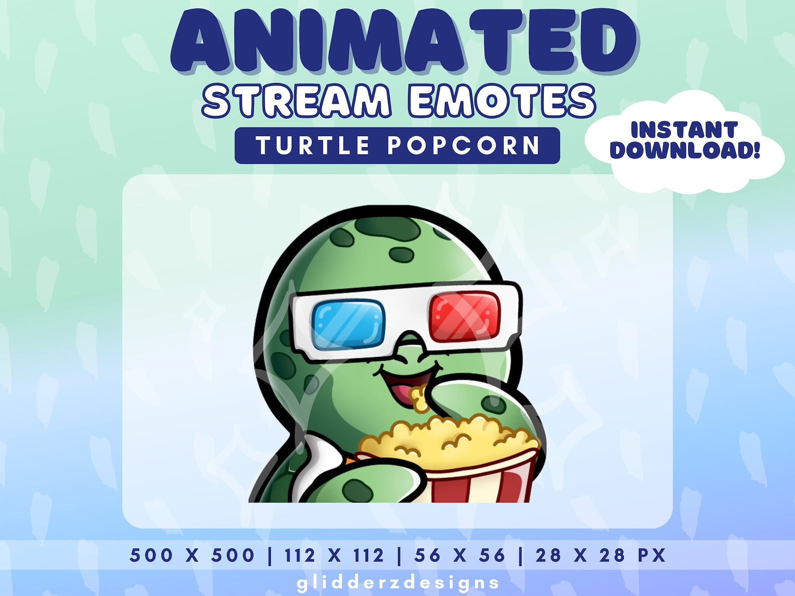 Turtle Eating Popcorn Animated Emote Popcorn Animated Twitch Etsy
