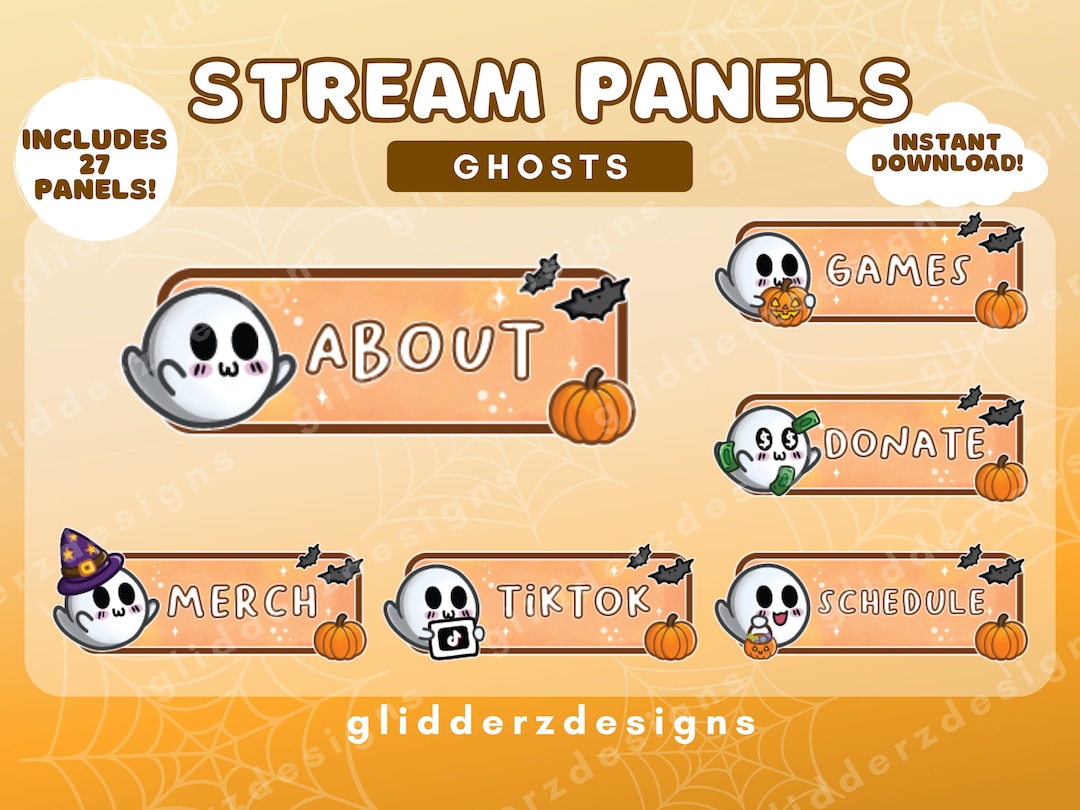 Ghost Stream Layout Halloween Twitch Panels | Cute Ghost Twitch Panels | Twitch Ghost ...