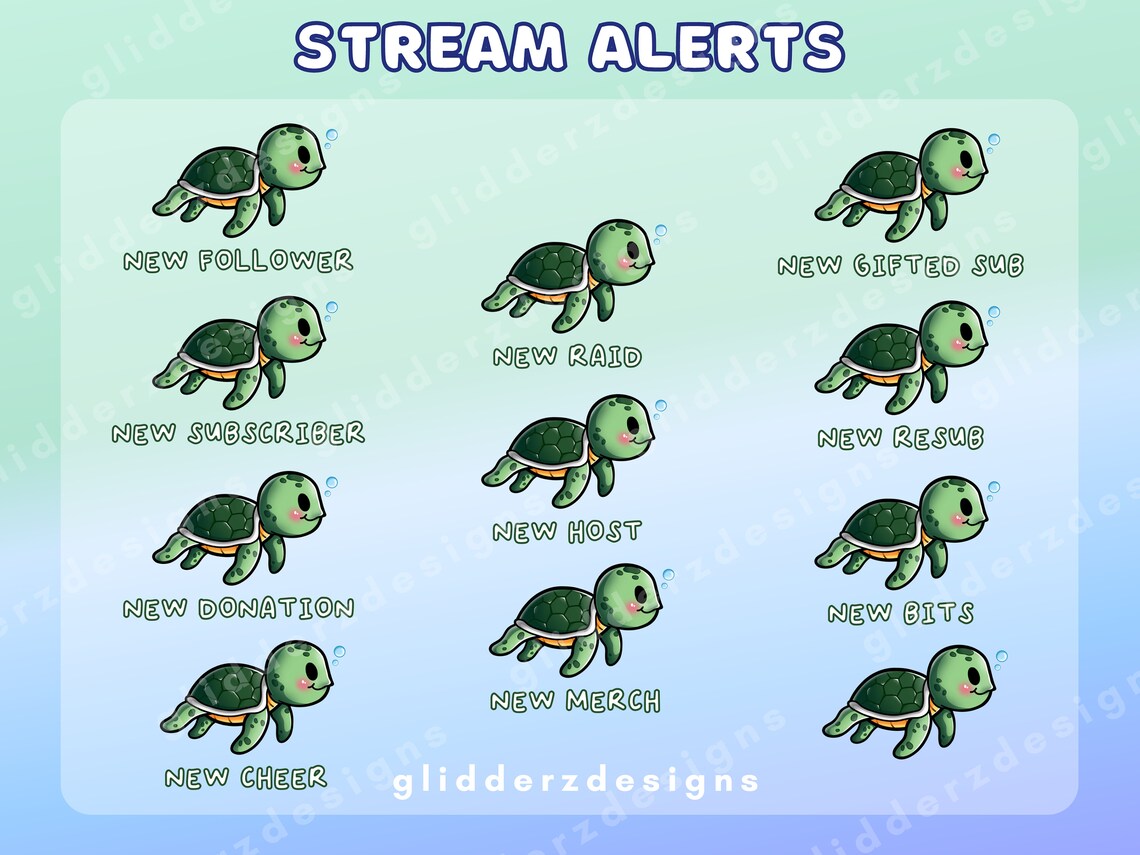 ANIMATED Twitch Alerts Turtle Twitch Alerts Animated - Etsy