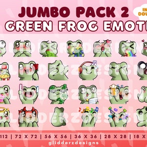 Frog Twitch Emote Jumbo Pack 2 | Green Frog Emotes | 25 Cute Frog Emotes for Discord, Twitch, Youtube