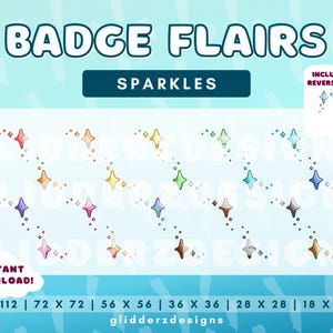 Sparkles Sub Badge Flair Twitch | Cute Sparkle Badge Flair | 12 Sparkle Twitch Sub Badge Flairs | Star Twitch Badge