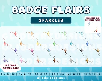 Sparkles Sub Badge Flair Twitch | Cute Sparkle Badge Flair | 12 Sparkle Twitch Sub Badge Flairs | Star Twitch Badge