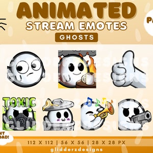 Ghost Animated Twitch Emote Pack 12 | Ghost Animated Emotes | Ghost Twitch Emotes | Cute Halloween Emotes