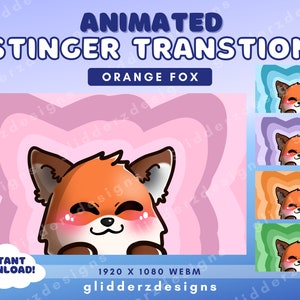 Orange Fox Stinger Transition | Orange Fox Twitch Transition | Animated Stinger Transition | Cute Orange Fox Scene Transition