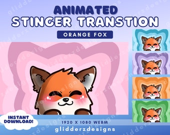 Orange Fox Stinger Transition | Orange Fox Twitch Transition | Animated Stinger Transition | Cute Orange Fox Scene Transition