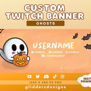 Ghost Twitch Banner | Customizable Twitch Banner | Halloween Twitch Banner | Cute Ghost Stream Banner