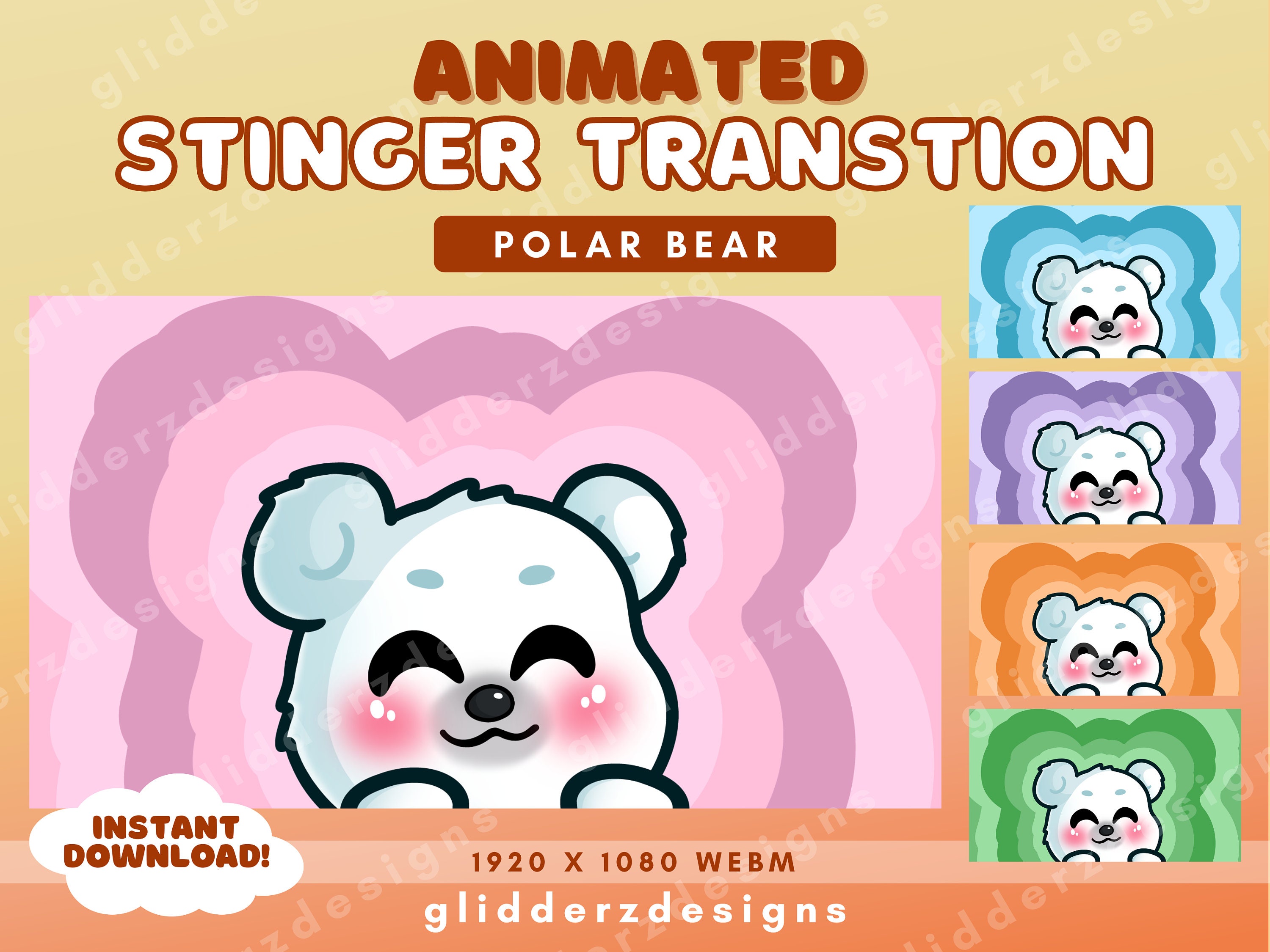 Transición de aguijón de contracción de oso polar / Transición de corriente de oso polar / Transición de aguijón animado / Transición de escena de oso polar lindo