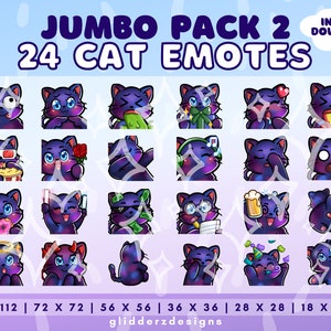 Galaxy Cat Twitch Emote Jumbo Pack 2 | Space Cat Emotes Twitch | 24 Cat Emotes for Youtube, Twitch, Discord | Cute Cat Discord Emote