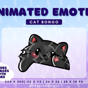 Animated Bongo Cat Emote | Twitch Animated Emote Cat Bongo | Black Cat Bongo Emote Animated | Black Cat Animated Twitch Emote