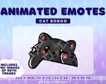 Animated Bongo Cat Emote | Twitch Animated Emote Cat Bongo | Black Cat Bongo Emote Animated | Black Cat Animated Twitch Emote