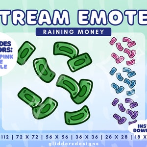 Raining Money Twitch Emote / Donation Emote Twitch / Money Emote / Pink Money Emote / Rain Money Stream Emote / Rain Money Discord Emote