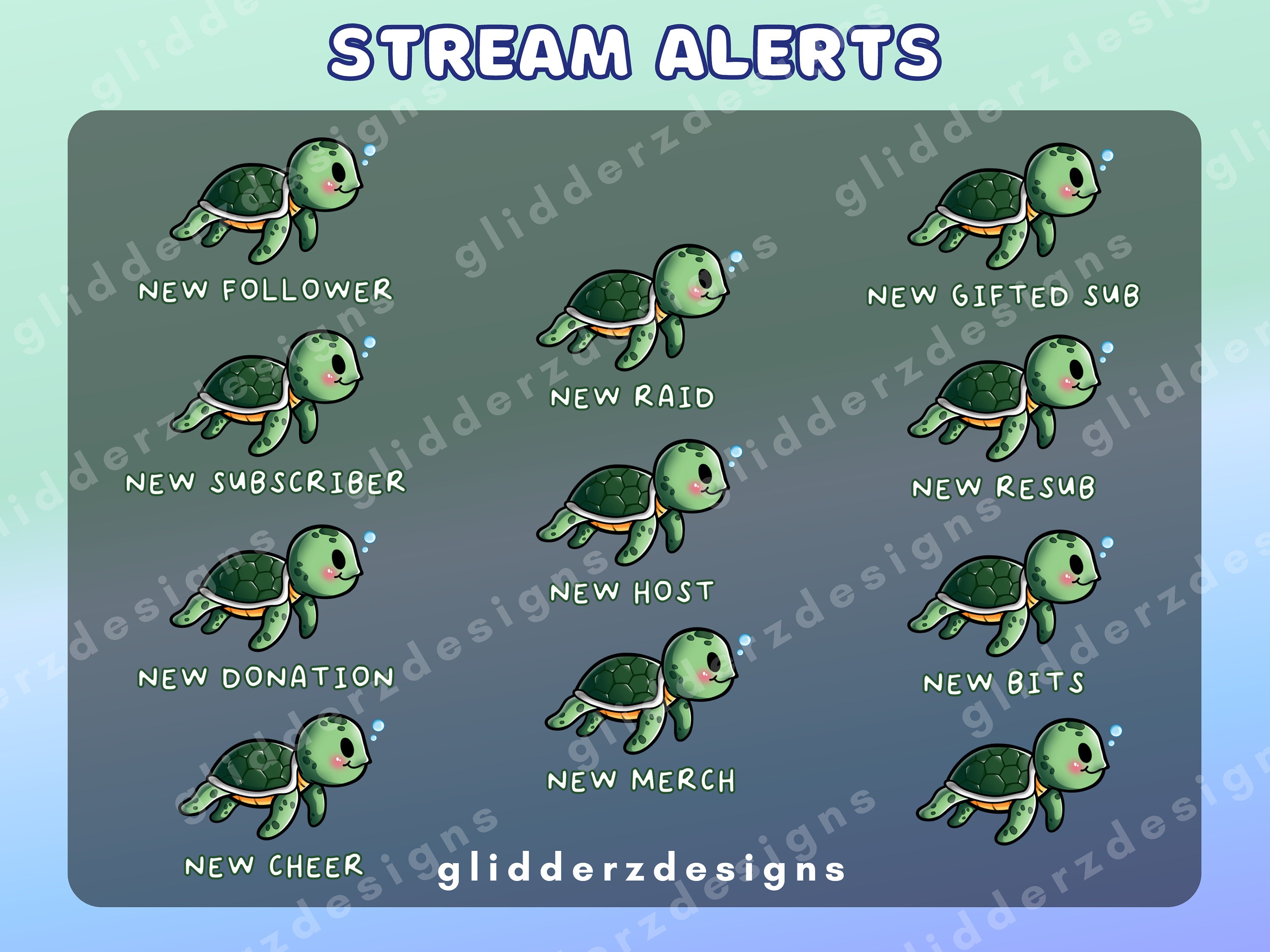 ANIMATED Twitch Alerts Turtle Twitch Alerts Animated - Etsy