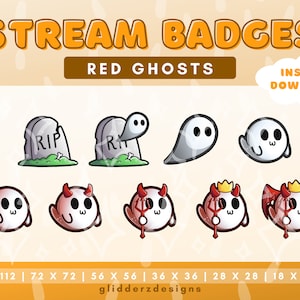 Ghost Sub Badges Twitch | Ghost Twitch Badges | Cute Ghost Stream Badge | Halloween Sub Badges | Halloween Ghost Emotes