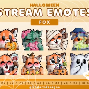Fox Halloween Twitch Emote Pack | Halloween Fox Emotes | 8 Halloween Emotes | Fox Twitch Emote