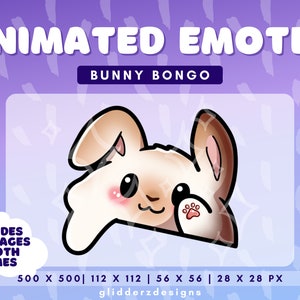 Tan Bunny Bongo Emote Animated | Bunny Bongo Animated Emote | Tan Rabbit Bongo Emote for Twitch, Discord | Bongo Twitch Emote