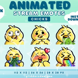 Animated Chick Emotes | Chick Twitch Emotes Animated | Chick Animated Emotes | Cute Chick Emotes | Animated Stream Emote Pack 5