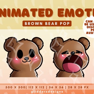Brown Bear Pop Emote Twitch | Animated Pop Emote | Brown Bear Animated Twitch Emote | Pop Twitch Emote Animated