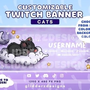 Cat Twitch Banner | Customizable Twitch Banner | Cute Cat Banner for Twitch | Cat Stream Banner | Custom Twitch Banner