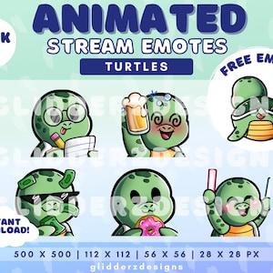 Turtle Animated Emotes Pack 7 | Turtle Twitch Emote Animated | Turtle Emotes for Twitch And Discord | Turtles Emotes for Twitch