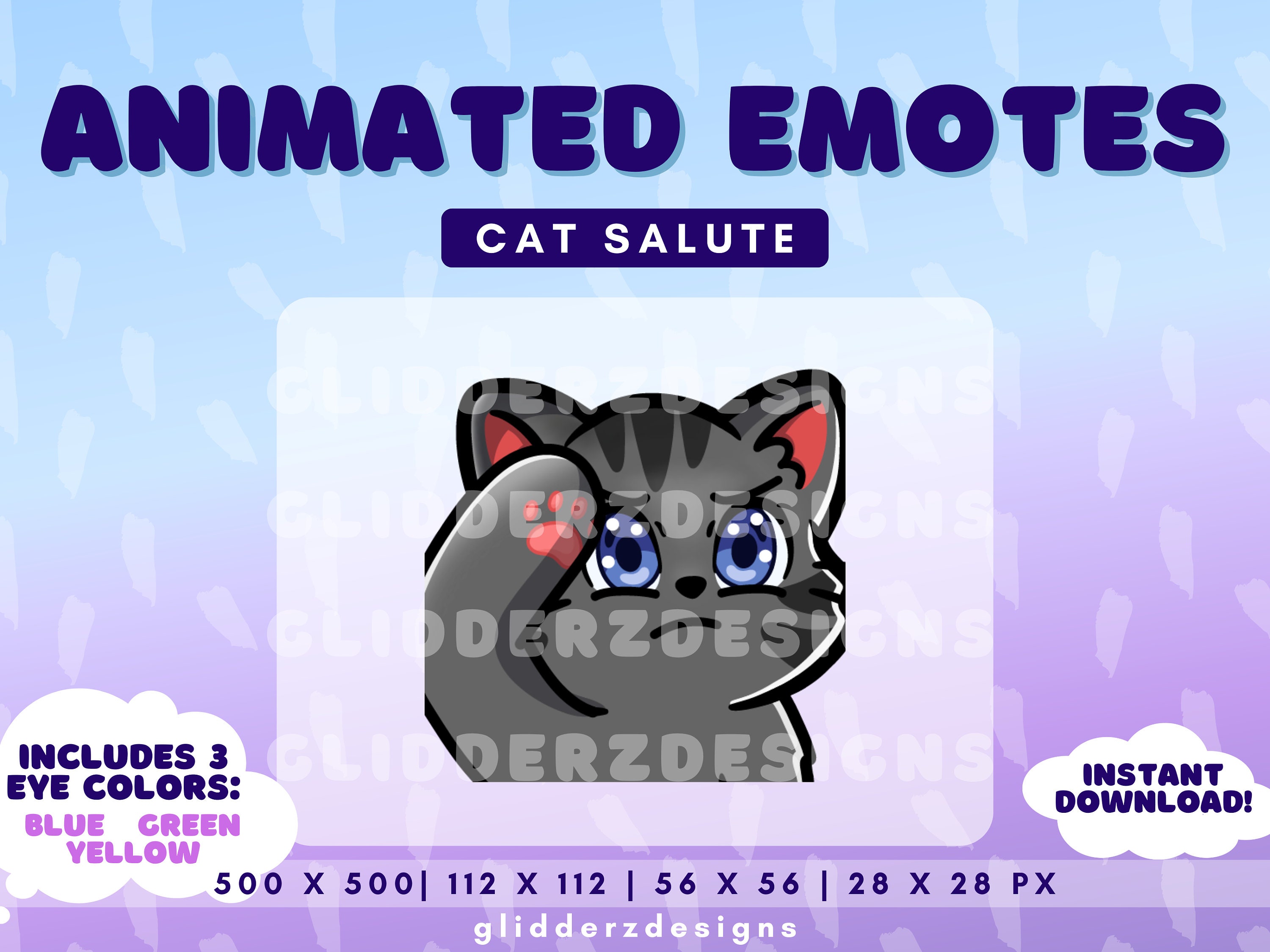 Gray Cat Salute Animated Emote | Gray Cat Animated Emote | Salute