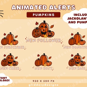 Halloween Twitch Alerts | Pumpkin ANIMATED Twitch Alerts | Jackolantern Twitch Stream Alerts | Fall Twitch Alerts | Animated Fall Alerts