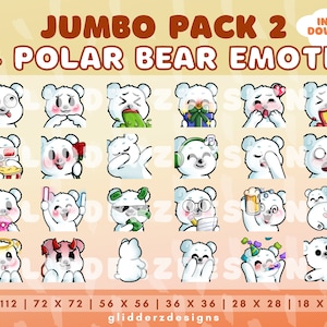 Polar Bear Twitch Emote Jumbo Pack 2 | Polar Bear Emotes | 24 Polar Bear Emotes for Discord, Twitch, Youtube | Free Booty Emote