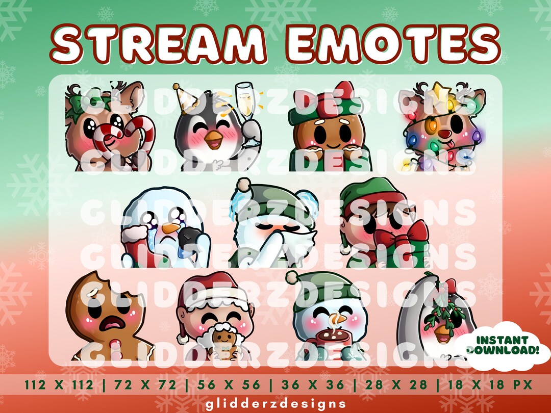 Christmas Twitch Emote Pack Holiday Emote Twitch 11-pack