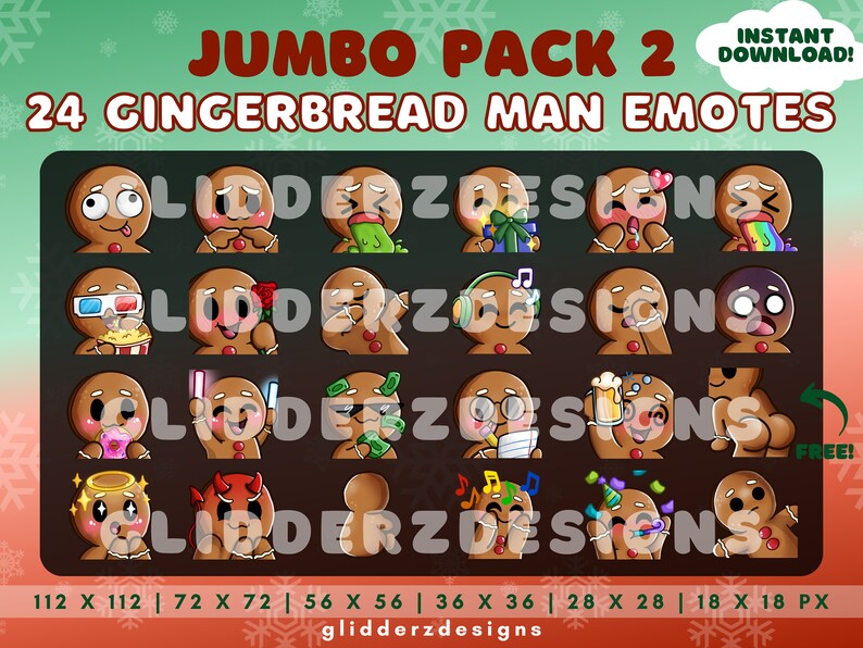 Gingerbread Man Twitch Emote Jumbo Pack 2 | Gingerbread Man Twitch ...