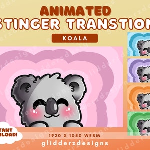 Koala Stinger Transition Twitch | Koala Stream Transition | Animated Stinger Transition | Cute Koala Scene Transition