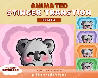 Twitch de transition Koala Stinger | Transition flux Koala | Transition Stinger animée | Transition de scène de koala mignon